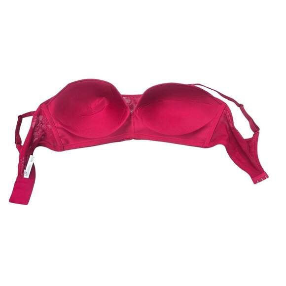 Le Mystere Stretch Lace Wireless Bra 38DDD/F Merlot Red Nylon/Spandex New - Picture 5 of 8